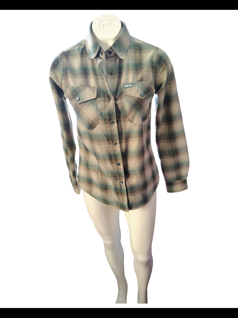 DIXXON Plaid Snap-Front Shirt - Green & Beige
